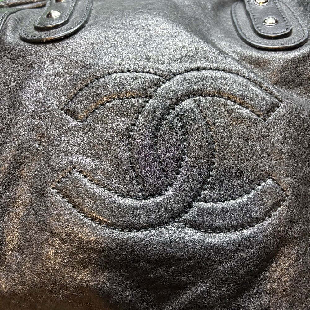 CHANEL Coco Mark Matelasse Boston Bag Travel Black Large Bowling Bag Authentic - Picture 3 of 16